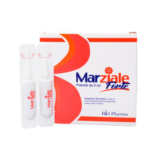 Carenza di Ferro - MARZIALE FORTE integratore di ferro microincapsulato micellare liquido con acido Folico e Rame - Senza retrogusti - nessun disturbo gastrico
