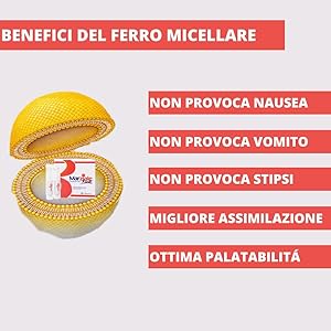 Carenza di Ferro - MARZIALE FORTE integratore di ferro microincapsulato micellare liquido con acido Folico e Rame - Senza retrogusti - nessun disturbo gastrico
